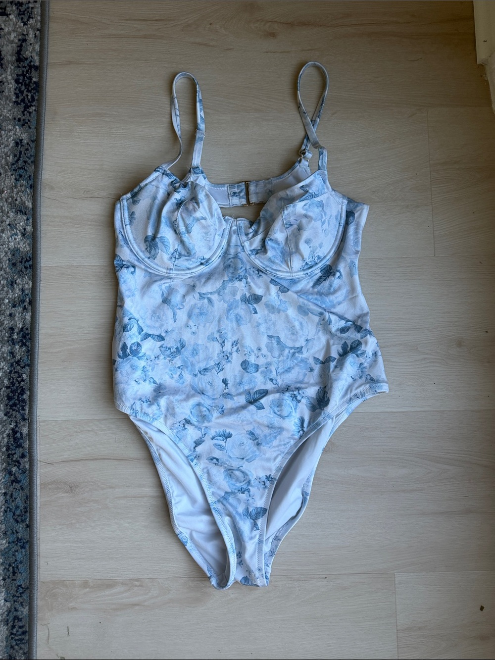 Victoria's Secret Light Blue Floral One-Piece Swimsuit